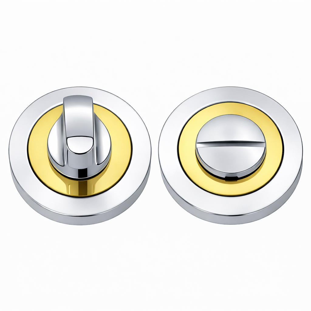 IRONZONE IRZ004CPPB Bathroom Turn and Release 50mm - Polished Chrome / Polished Brass