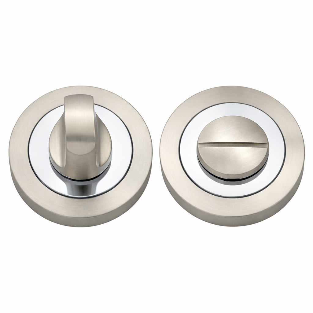 IRONZONE IRZ004CPSN Bathroom Turn and Release 50mm - Polished Chrome / Satin Nickel