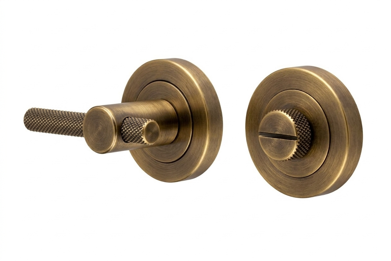 IRONZONE IRZ005AB Knurled Bathroom Turn and Release 50mm -Antique Brass