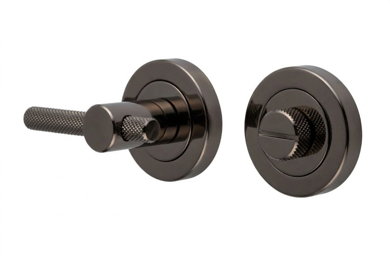 IRONZONE IRZ005BN Knurled Bathroom Turn and Release 50mm - Black Nickel