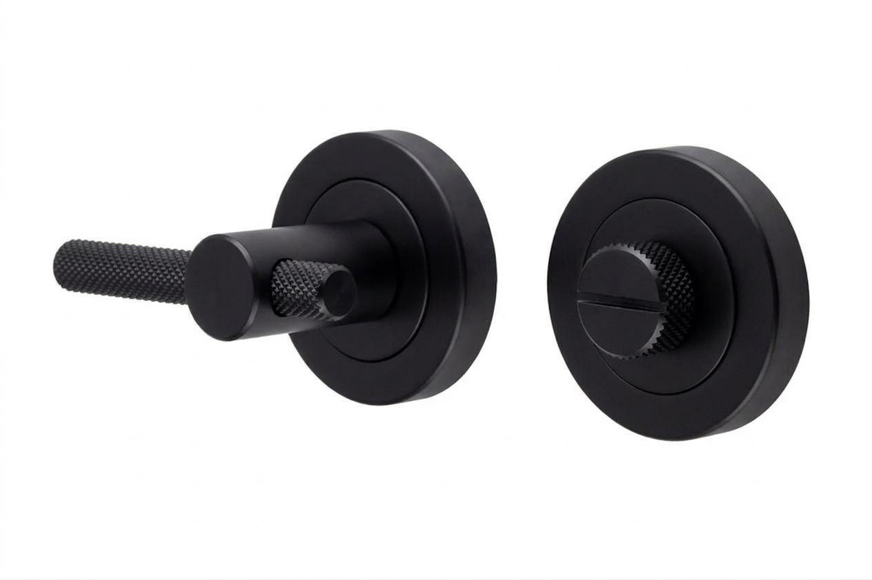 IRONZONE IRZ005MB Knurled Bathroom Turn and Release 50mm - Matt Black