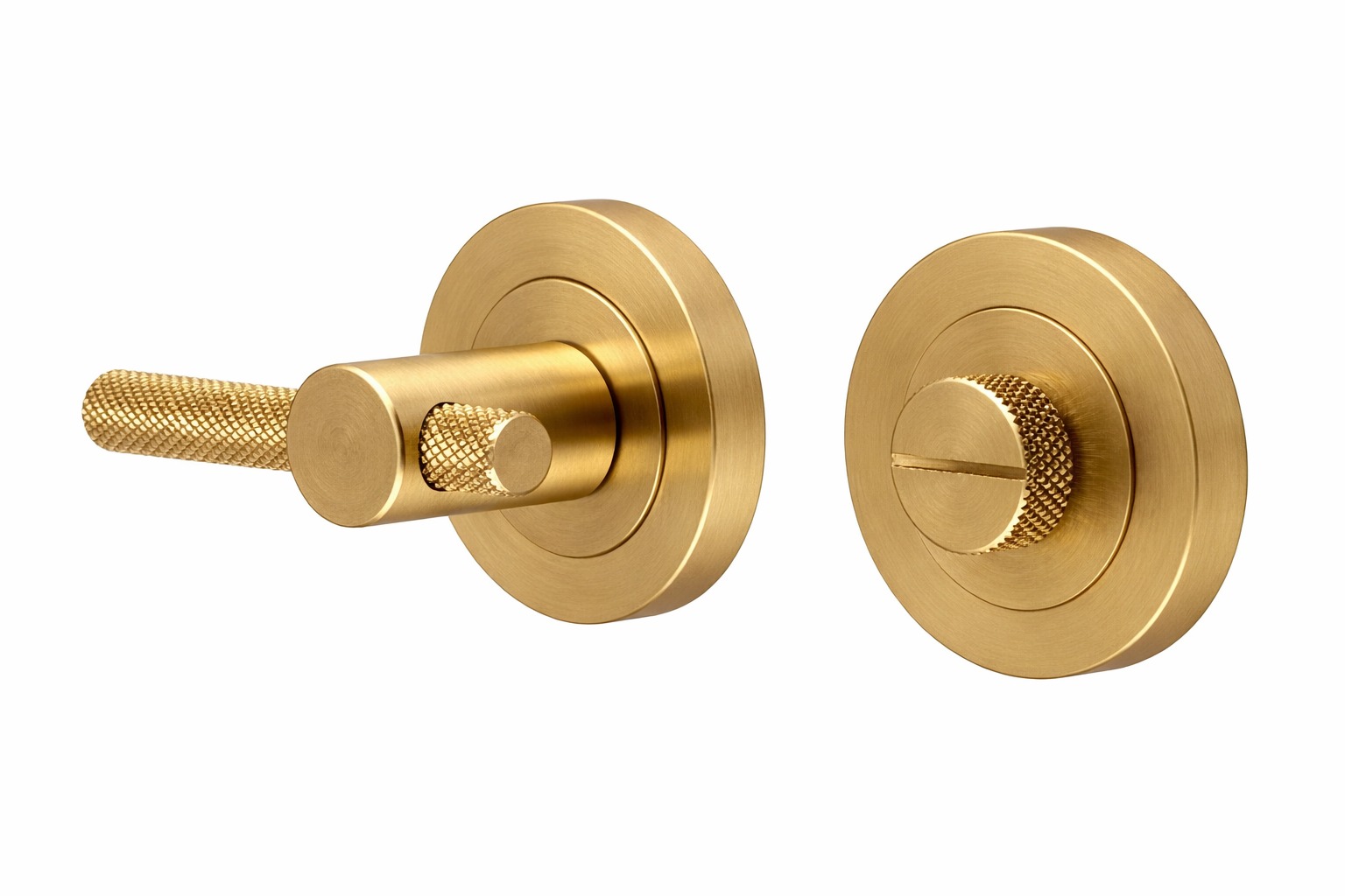 IRONZONE IRZ005MSB Knurled Bathroom Turn and Release 50mm - Matt Satin Brass