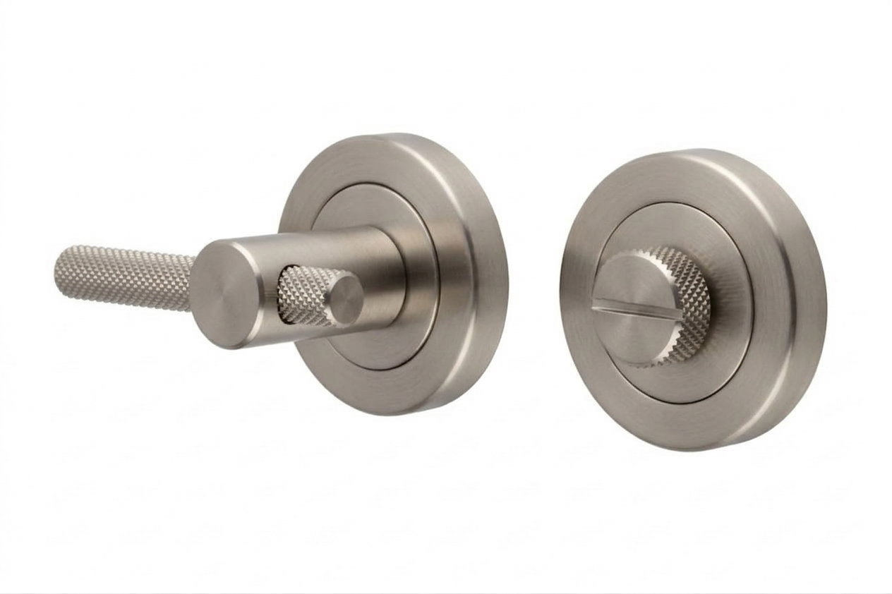IRONZONE IRZ005SN Knurled Bathroom Turn and Release 50mm - Satin Nickel