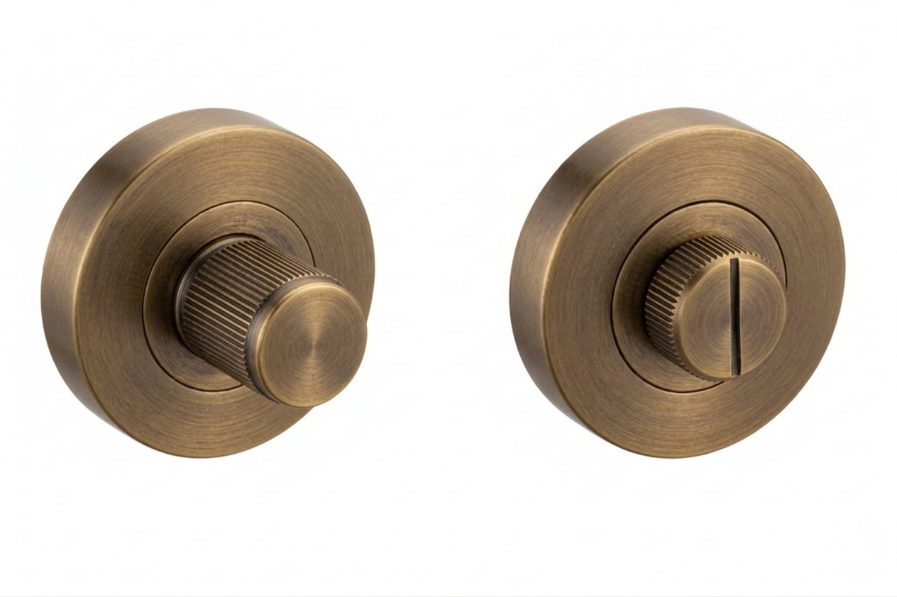 IRONZONE Linear Thumbturn & Release With 5mm Spindle & Fixings Matt Antique Brass