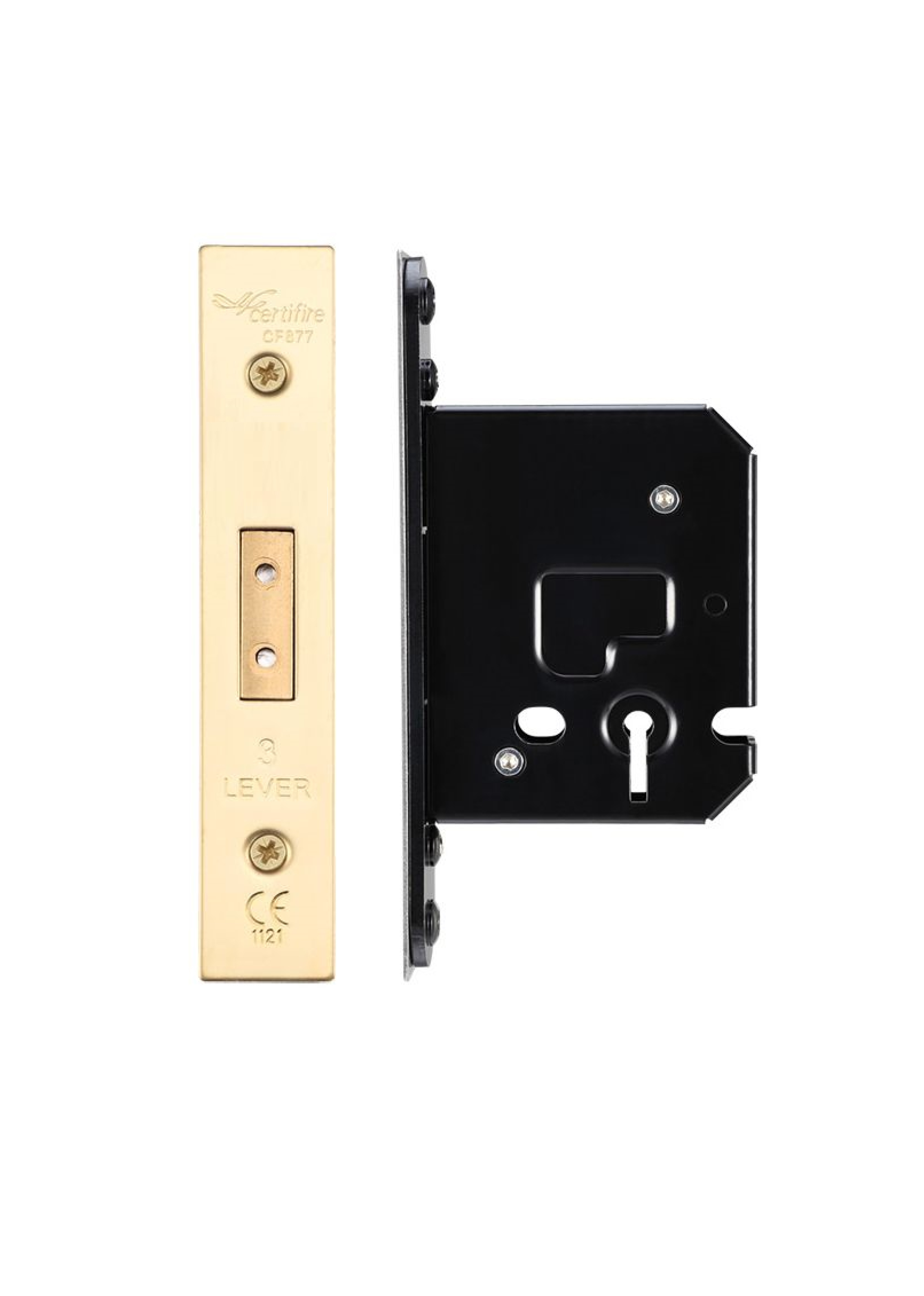 IRONZONE Architectural 3 Lever Dead Lock 64mm with 45mm Backset Polished Brass