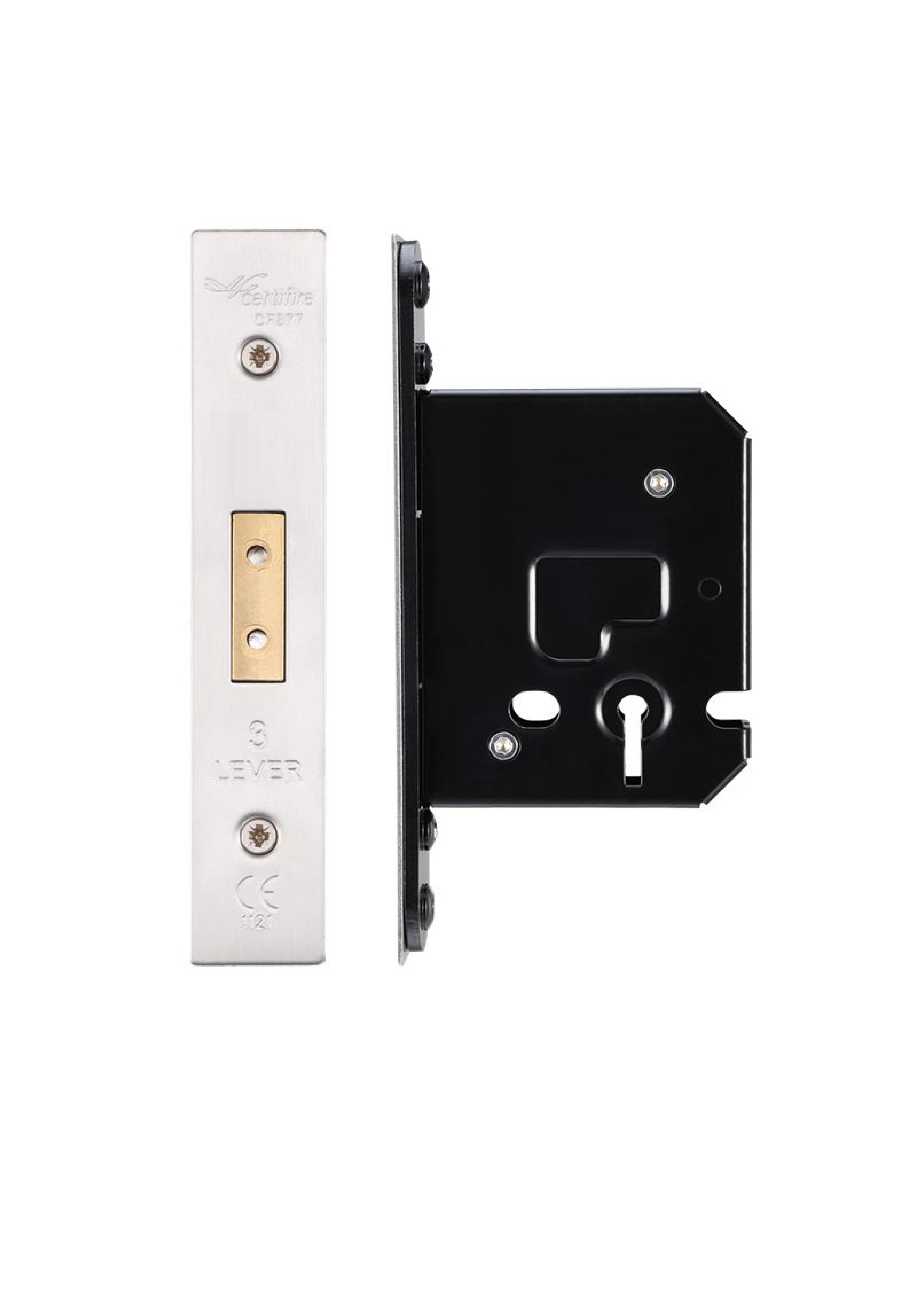 IRONZONE Architectural 3 Lever Dead Lock 64mm with 45mm Backset Satin Stainless Steel