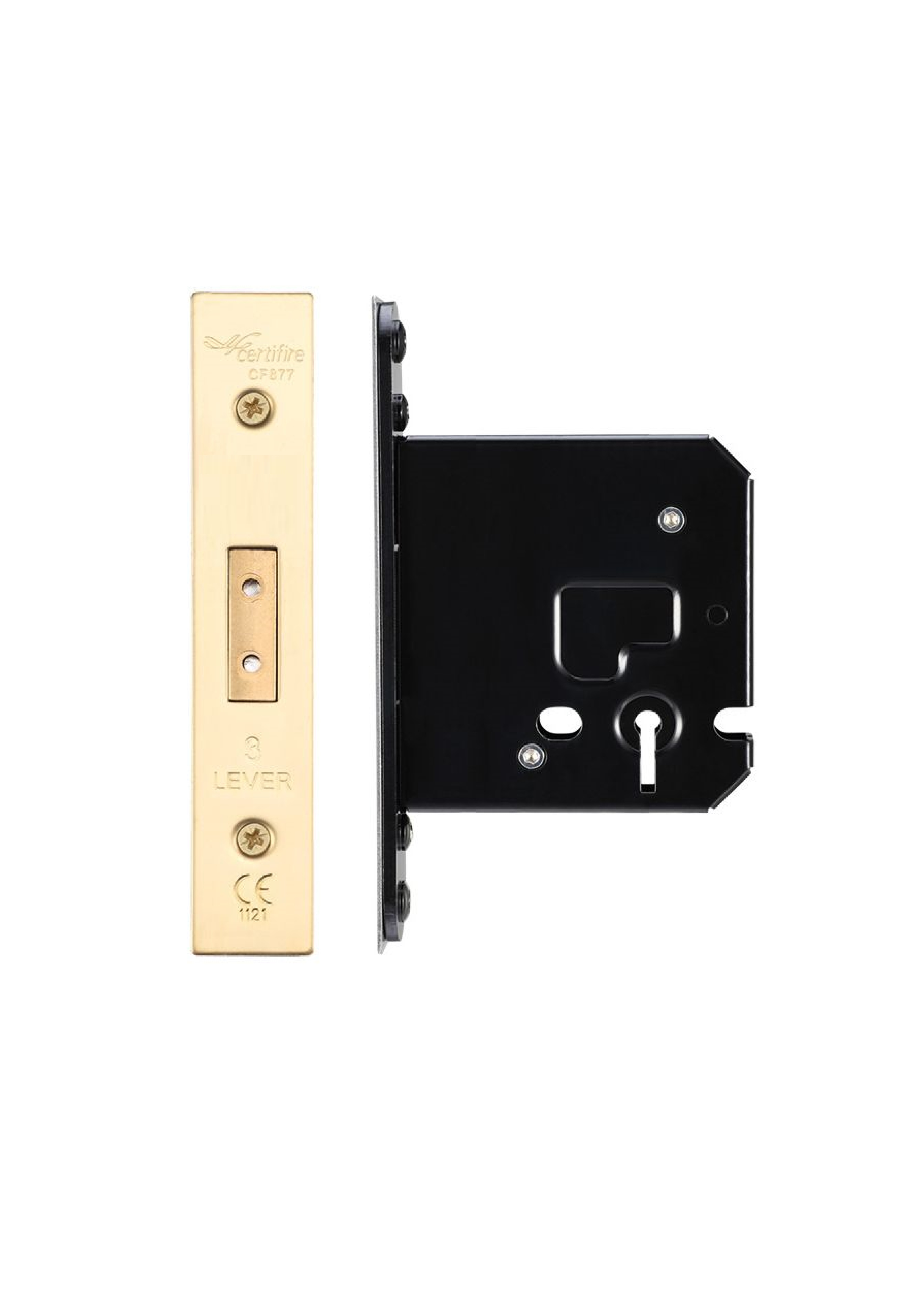 IRONZONE Architectural 3 Lever Dead Lock 76mm with 57mm Backset Polished Brass