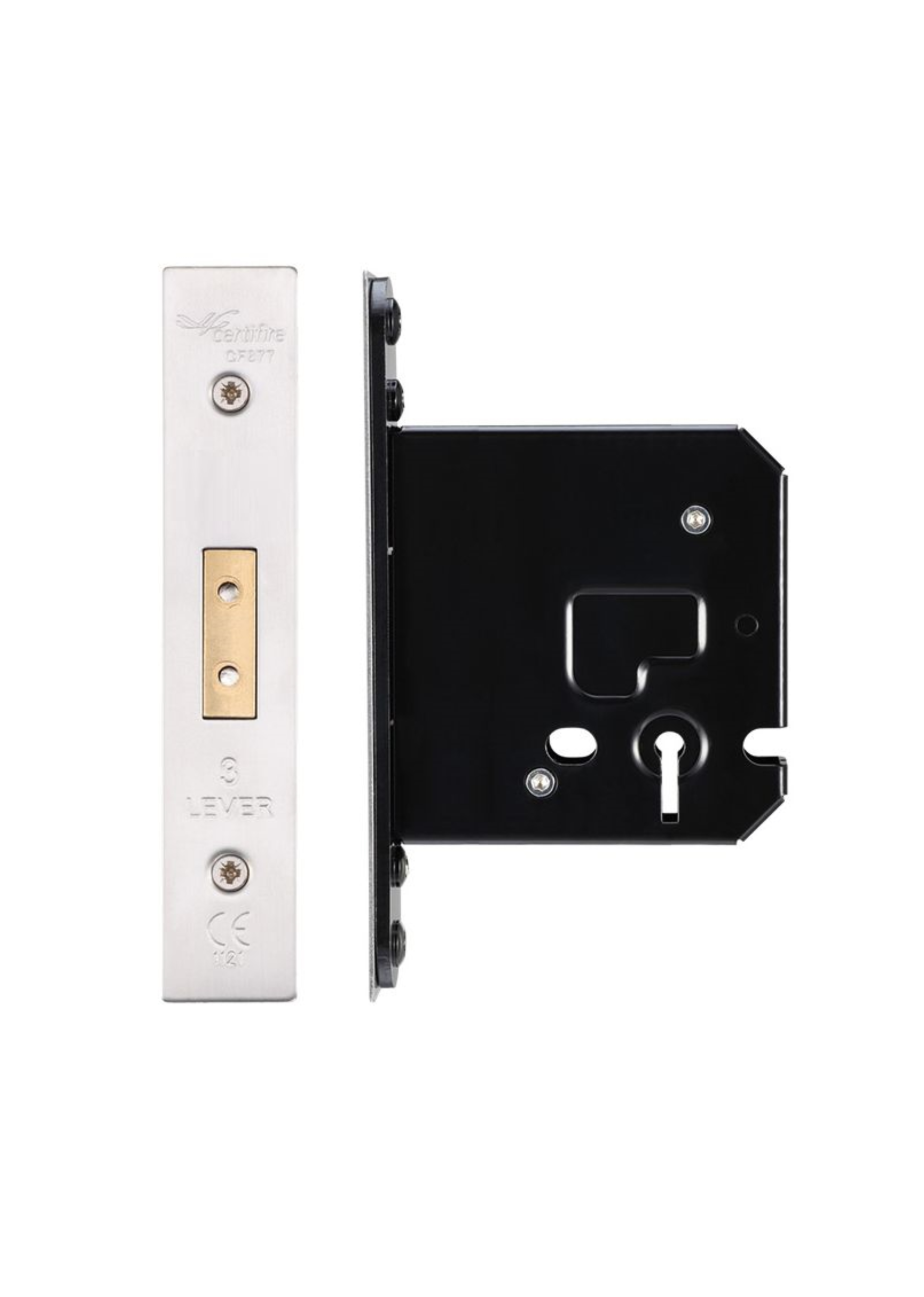 IRONZONE Architectural 3 Lever Dead Lock 76mm with 57mm Backset Satin Stainless Steel