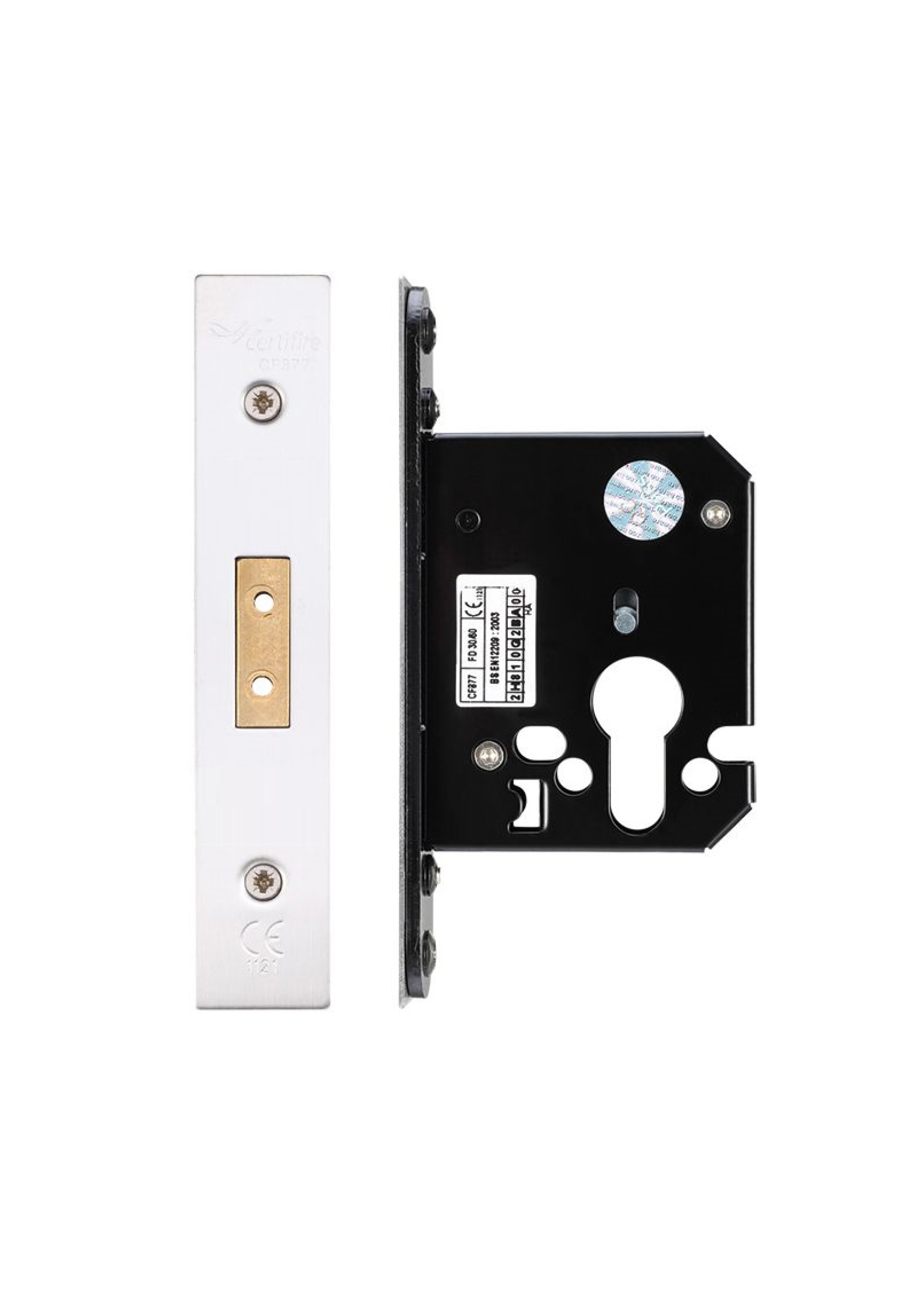 IRONZONE Architectural Euro Profile Dead Lock 64mm with 45mm Backset Satin Stainless Steel