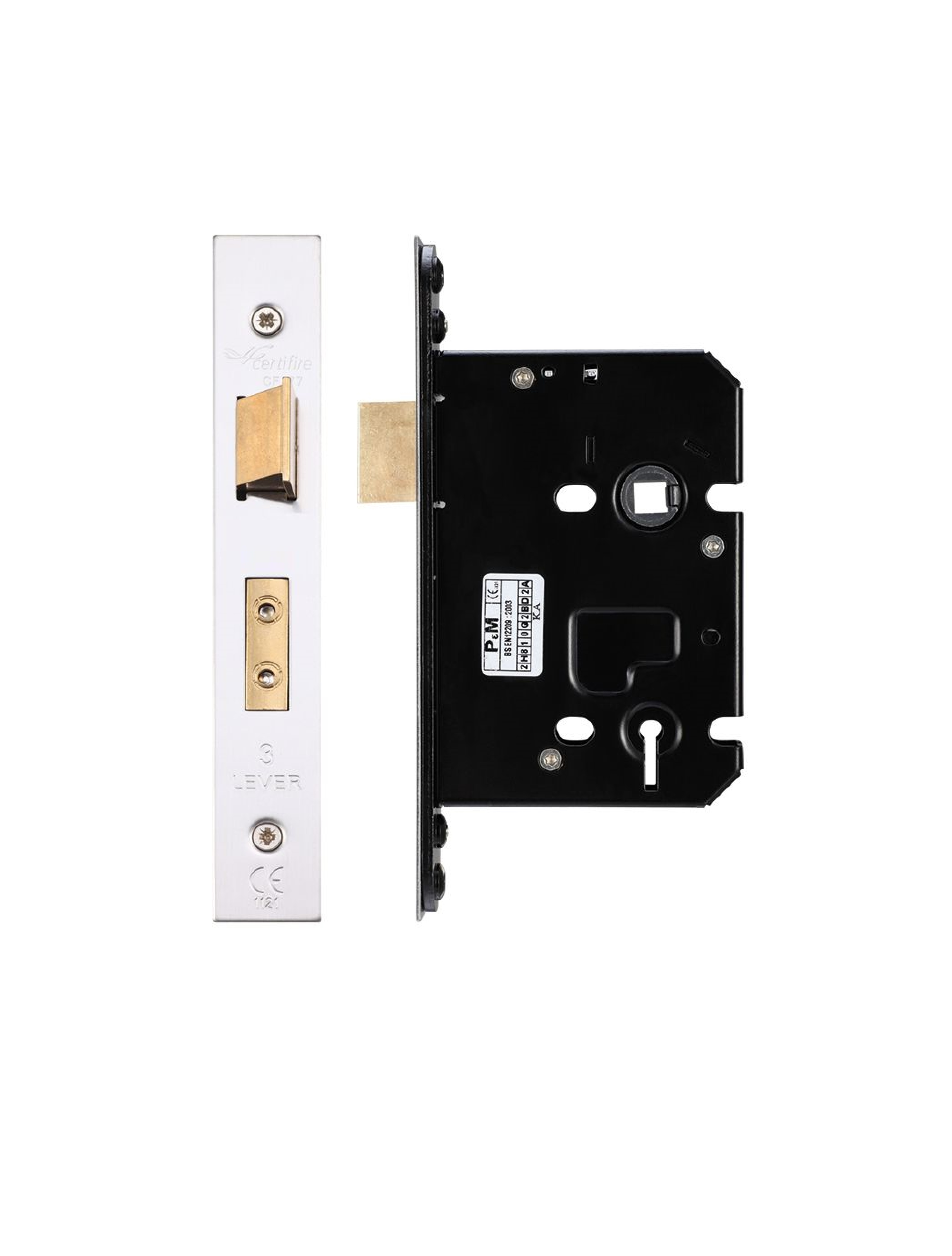 IRONZONE Architectural 3 Lever Sash Lock 76mm with 57mm Backset Reversable Latch Satin Stainless Steel