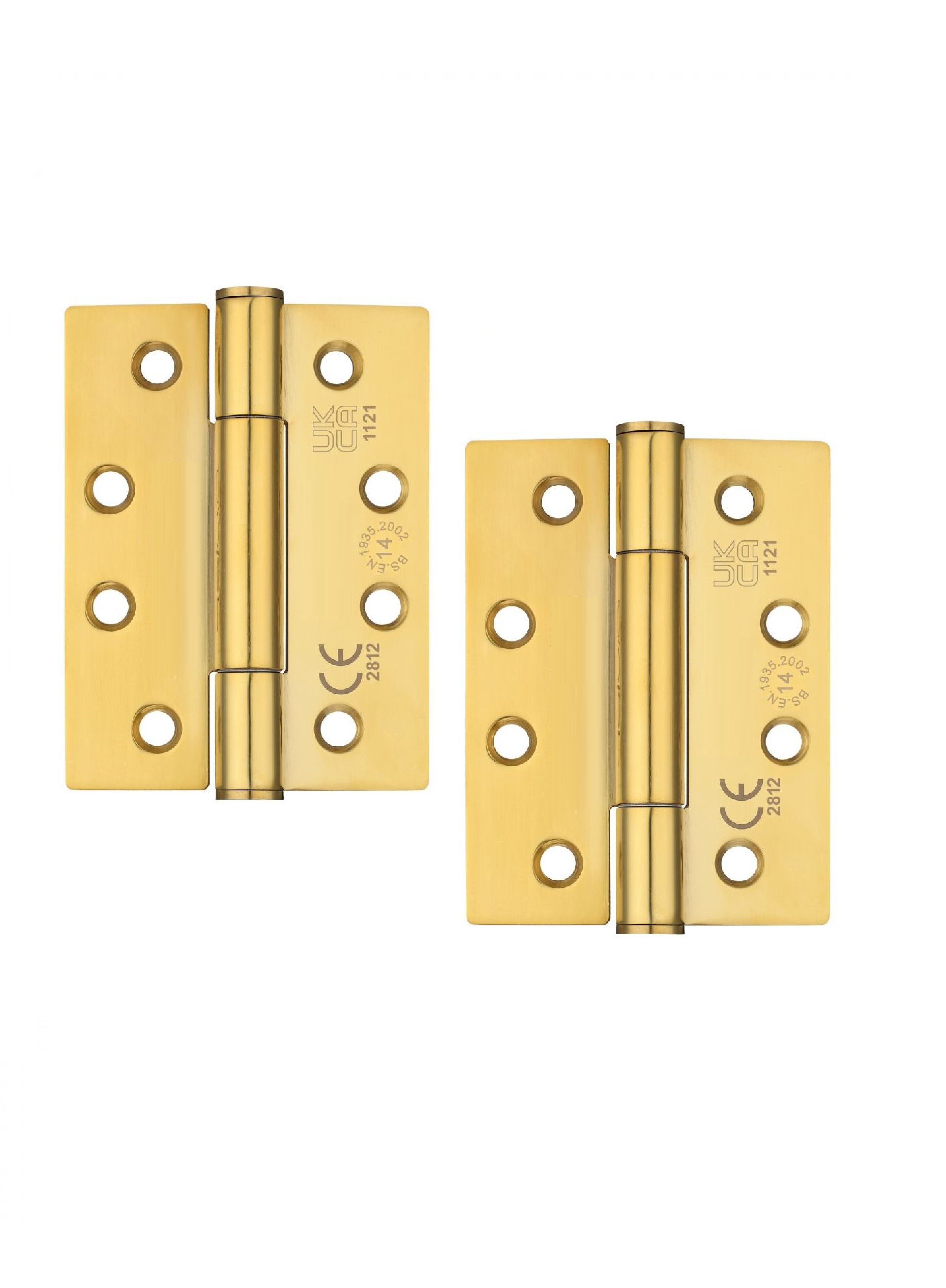 STEELWORKS Concealed Bearing Fire Door Hinge Grade 14 102mm x 76mm x 3mm Polished Brass