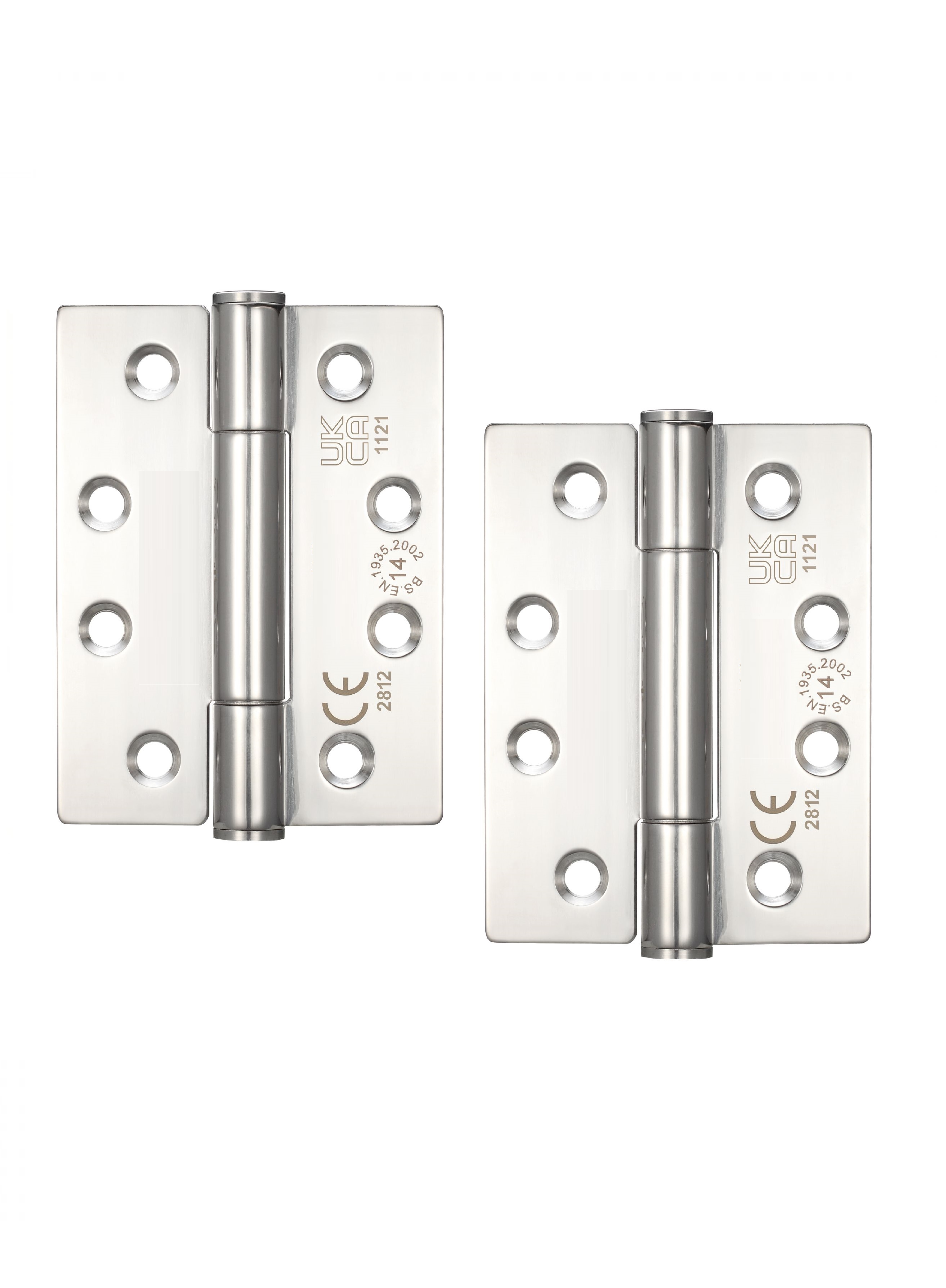 STEELWORKS Concealed Bearing Fire Door Hinge Grade 14 102mm x 76mm x 3mm Polished Stainless Steel
