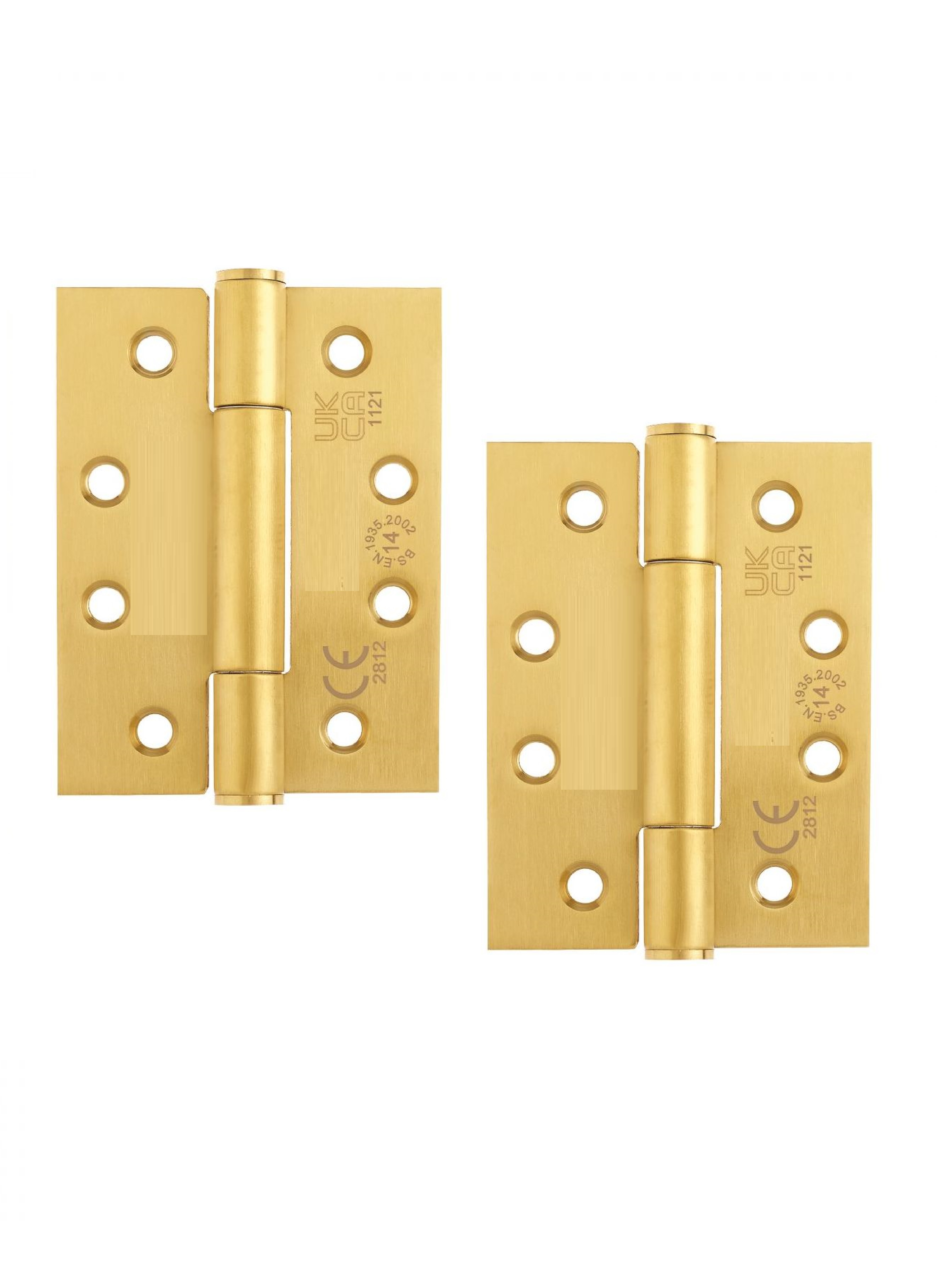 STEELWORKS Concealed Bearing Fire Door Hinge Grade 14 102mm x 76mm x 3mm Satin Brass