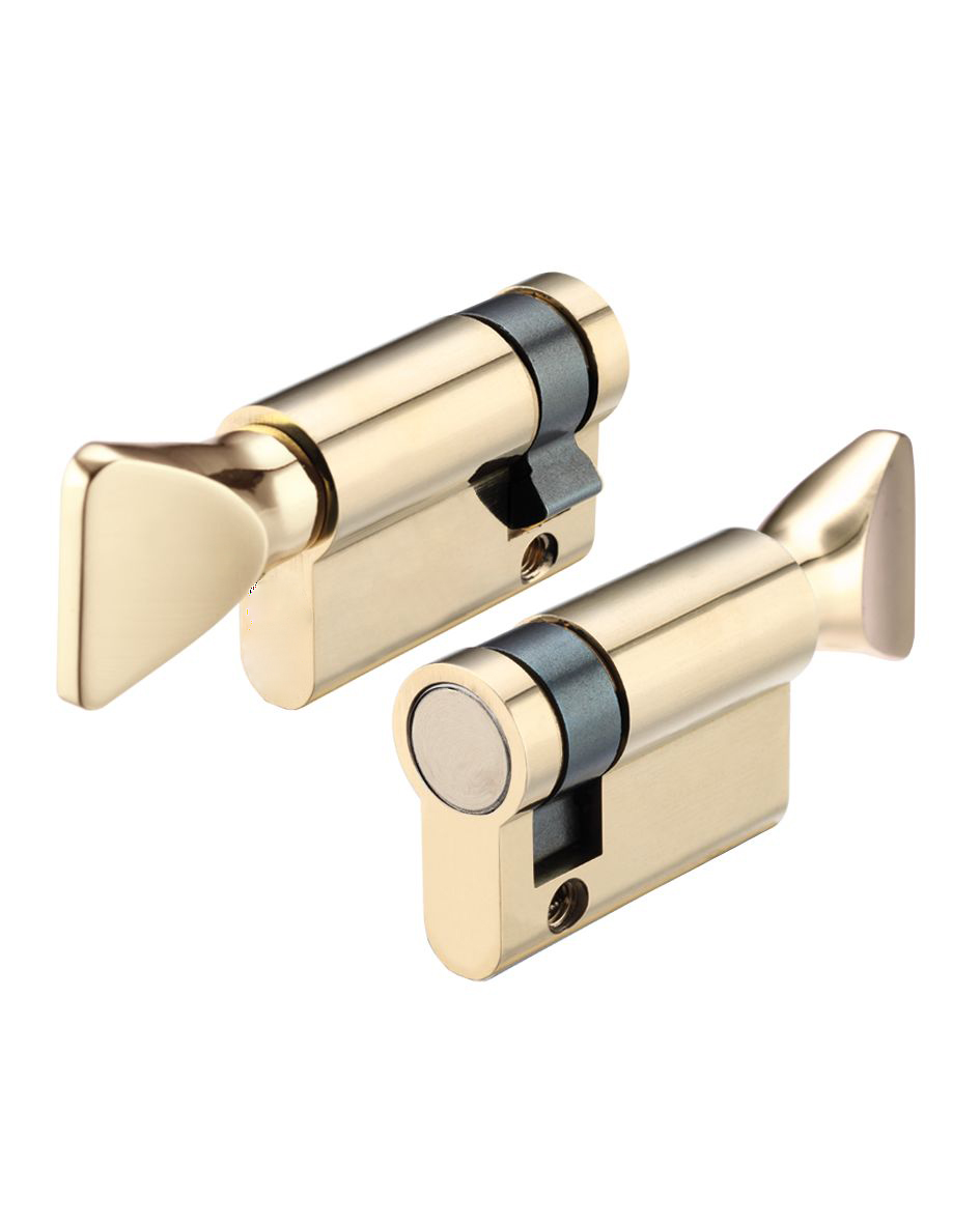 IRONZONE Architectural Euro Profile Cylinder Single Cylinder Turn Only 40mm Polished Brass