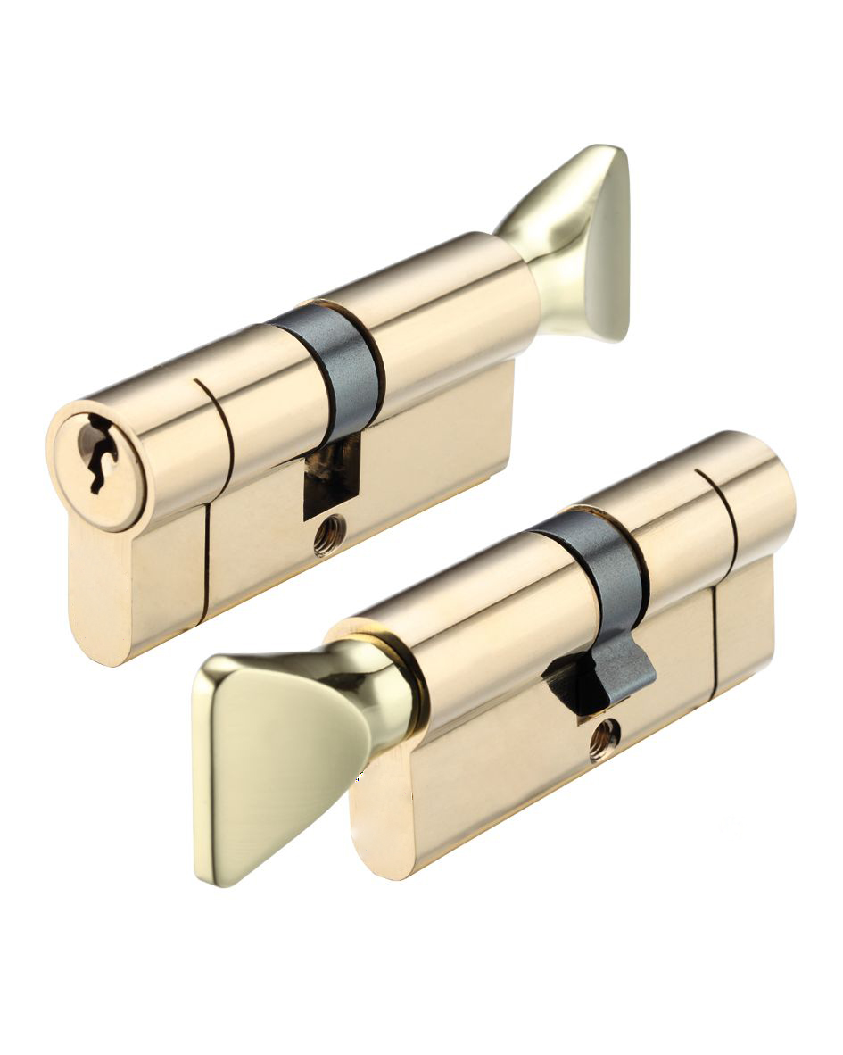 IRONZONE Architectural Euro Profile Cylinder 90mm 45/45 with Turn Keyed To Differ Polished Brass