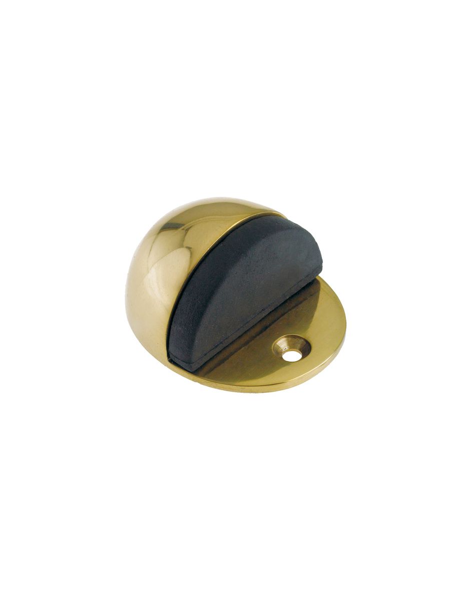 IRONZONE Oval Floor Door Stop 48mm Polished Brass