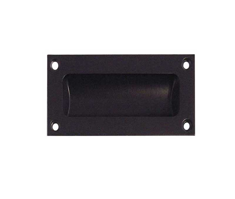 IRONZONE Rectangular Flush Pull Handle Face Fix 75 x 40 x 11mm Black