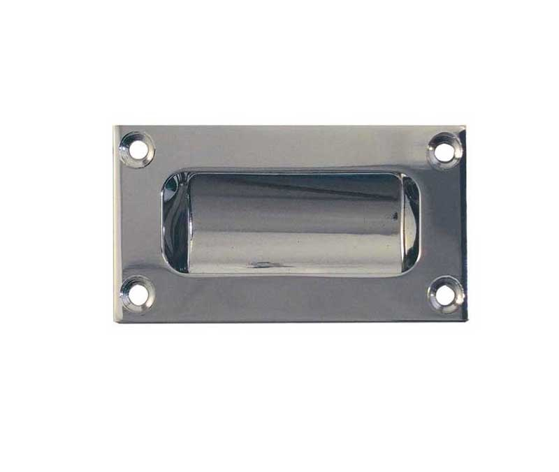 IRONZONE Rectangular Flush Pull Handle Face Fix 75 x 40 x 11mm Polished Chrome