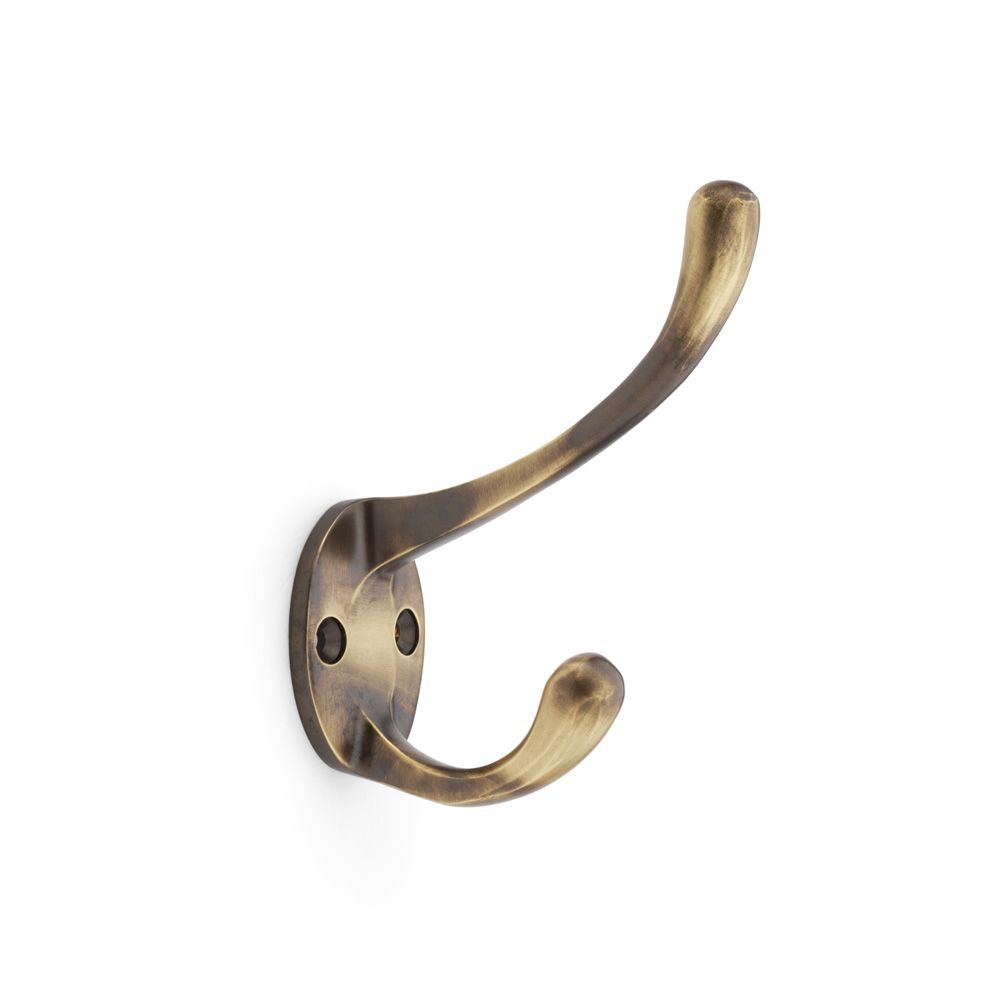 Acre & Clutton Ridgewood Plain Brass Classical Victorian Hat and Coat Hook � 80mm Projection Antique Brass Finish (Traditional Wall Hook for Coats and Hats) - RID-80P-47AB