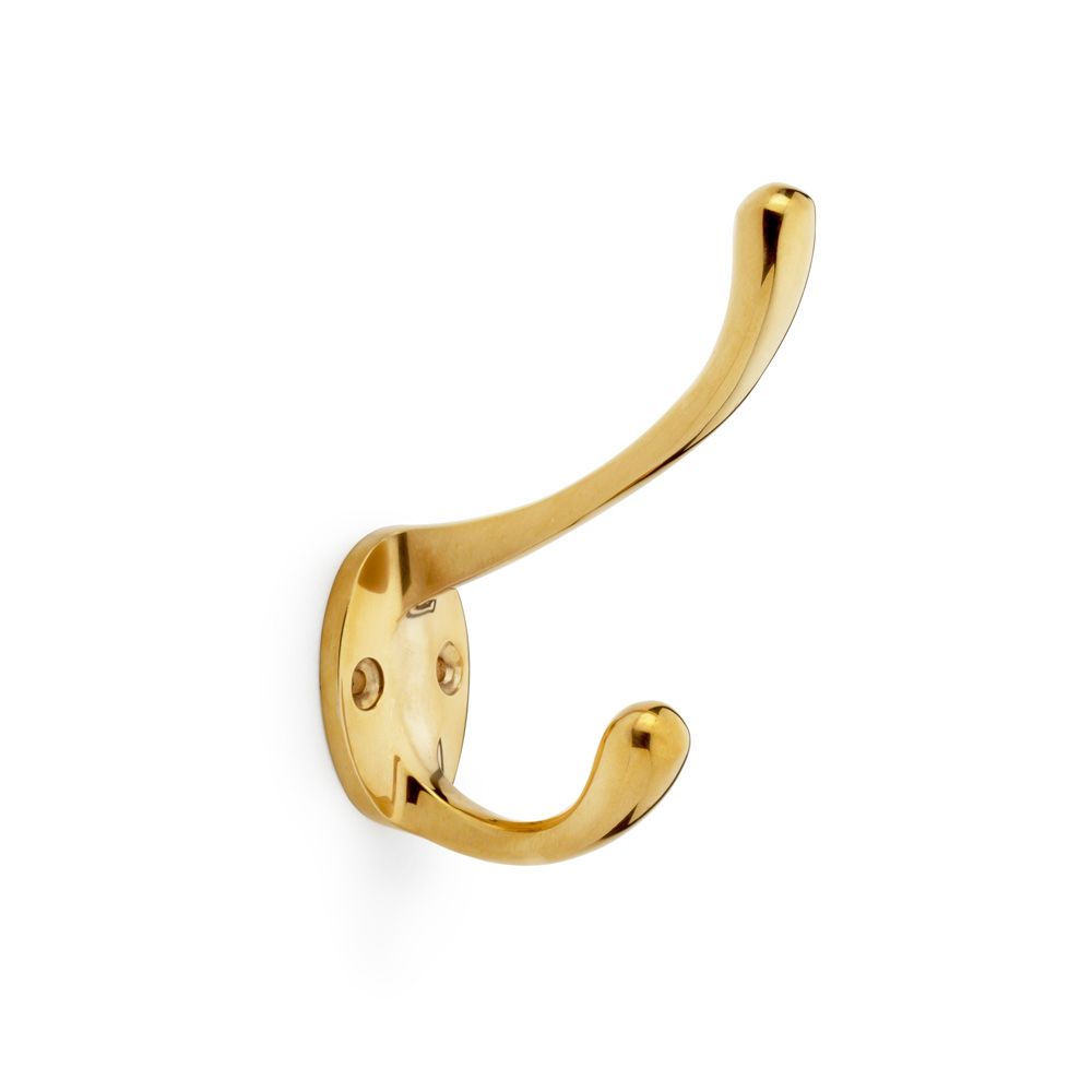 Acre & Clutton Ridgewood Plain Brass Classical Victorian Hat and Coat Hook � 80mm Projection Polished Brass Finish (Traditional Wall Hook for Coats and Hats) - RID-80P-47PB