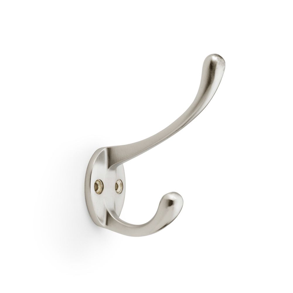 Acre & Clutton Ridgewood Plain Brass Classical Victorian Hat and Coat Hook � 80mm Projection Satin Nickel Finish (Traditional Wall Hook for Coats and Hats) - RID-80P-47SN