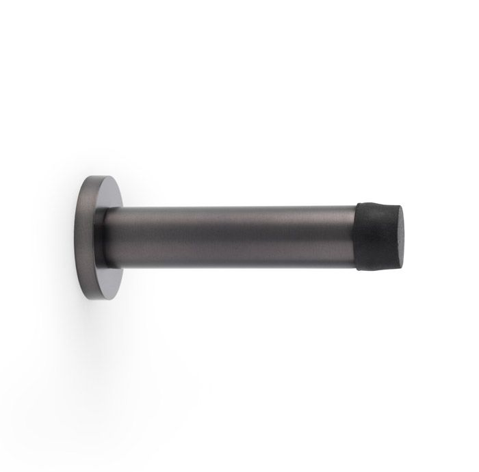IRONZONE Skirting Wall-Mounted Door Stop with Concealed Fix Rose � 80mm in Dark Bronze (Durable Door Protection) - WDS080DBZ