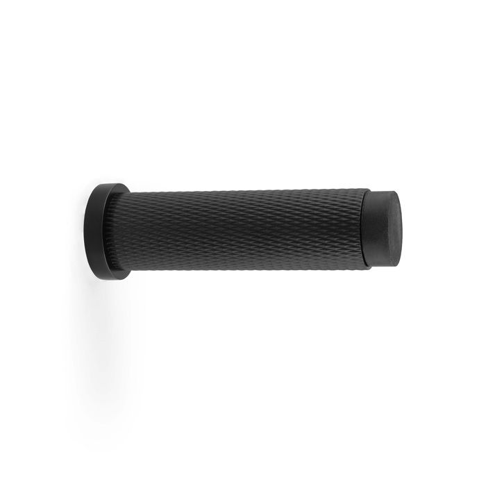 Acre & Clutton Westbrook Knurled Solid Brass Door Stop � 75mm Skirting Wall-Mounted in Matt Black Elegant Door Protection Accessory