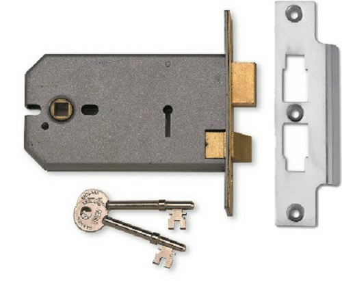 Union J2077-Satin Chrome-5.00 3 Lever Horizotal Mortice Lock Satin Chrome Finish 127mm