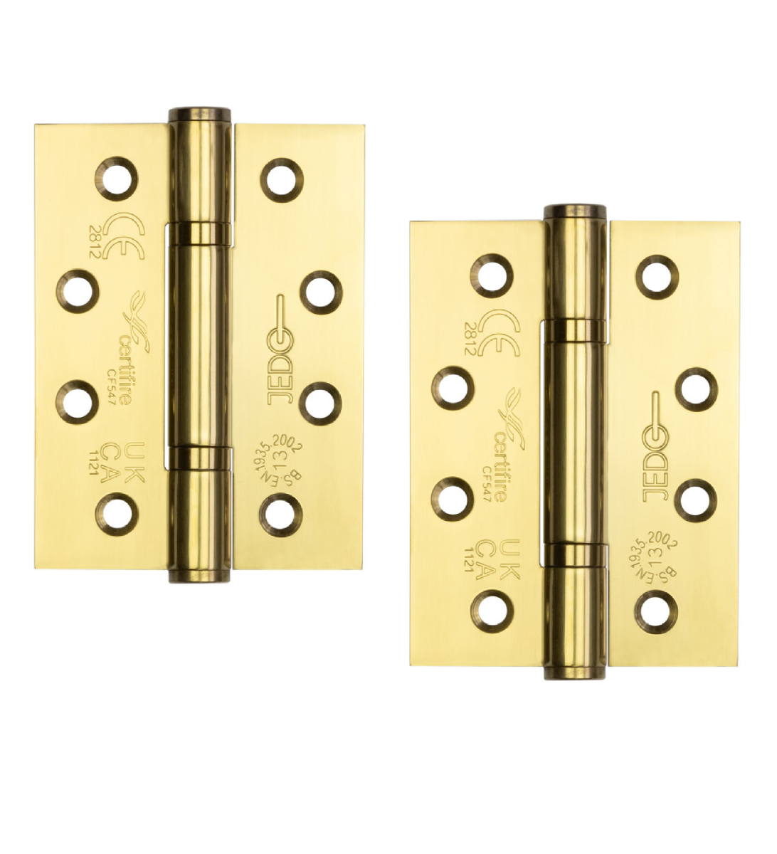 Frelan Grade 13 Polymer Bearing Hinges 3 Knuckle 102x76x3mm PVD Brass J9603PVD