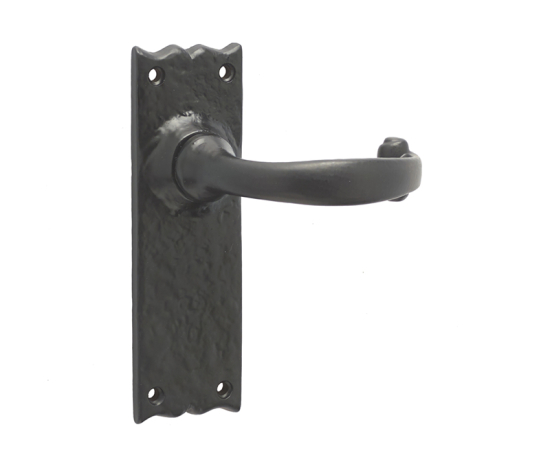 Frelan Regal Suite Door Handle on Long Latchplate Black 150mm JAB2L