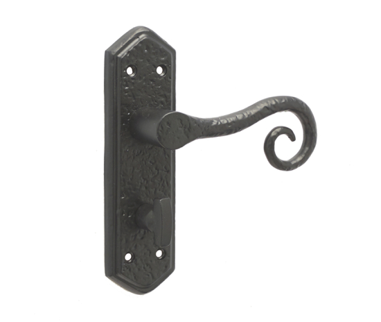 Frelan Royal Suite Door Handle on Bathroom Plate Black 170mm JAB400B