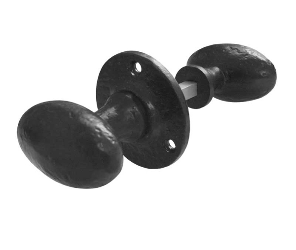 Frelan Oval Rim Door Knob Black 64mm JAB48R