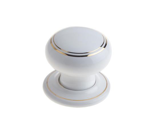 Frelan Porcelain Mortice Door Knob White & Goldline 60mm JC20