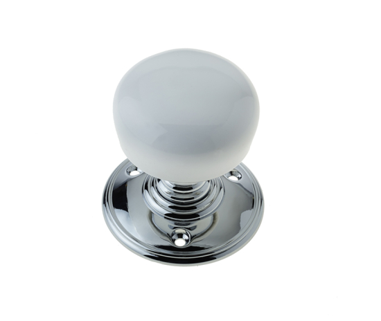 Frelan Porcelain Mortice Knob White & Polished Chrome JC50