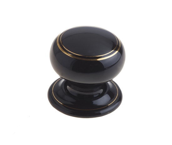 Frelan Porcelain Mortice Door Knob Black & Goldline 60mm JC70