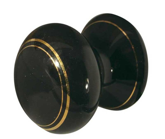 Frelan 38mm Black lined cupboard knob 38mm JC74 Porcelain
