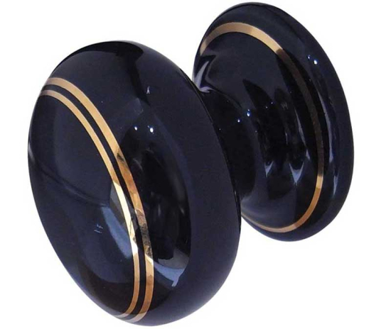 Frelan 32mm Black lined cupboard knob 33mm JC75 Porcelain