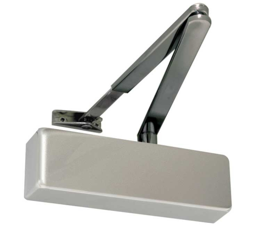Frelan Standard Door Control with Black Arms Silver Enamelled en-2-4 JD150SE