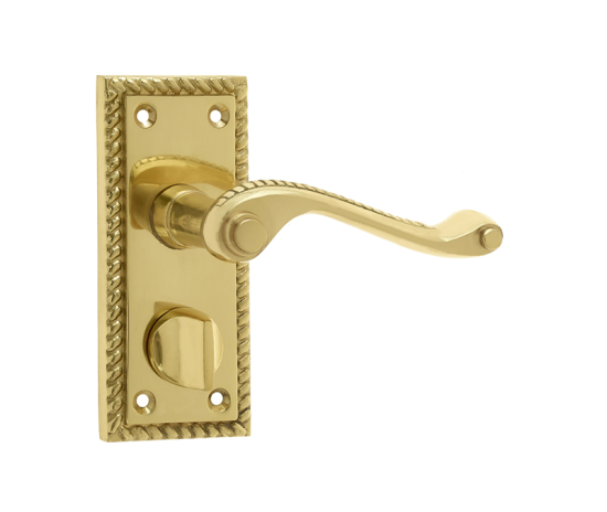 Frelan Georgian Suite Door Handle on Privacy Plate Polished Brass 114mm JG2PRPB