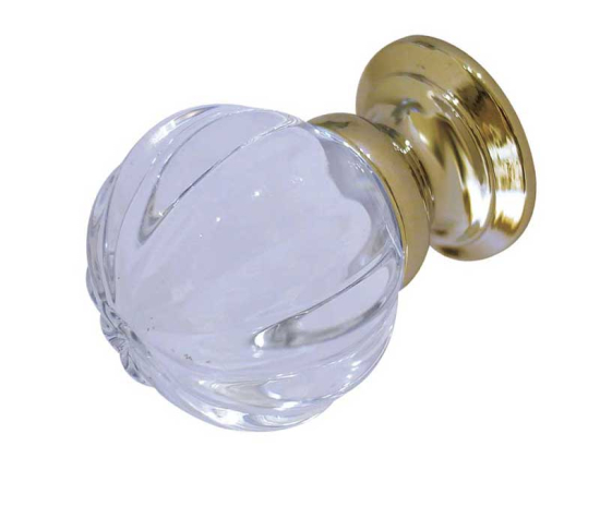 Frelan JH1152 35mm Pumpkin glass cupboard knob 35mm JH1152-35PB Polished Brass