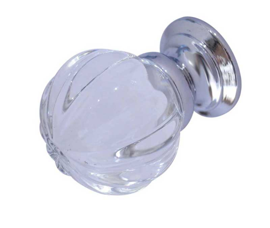 Frelan JH1152 25mm Pumpkin glass cupboard knob 25mm JH1152-25PC Polished Chrome