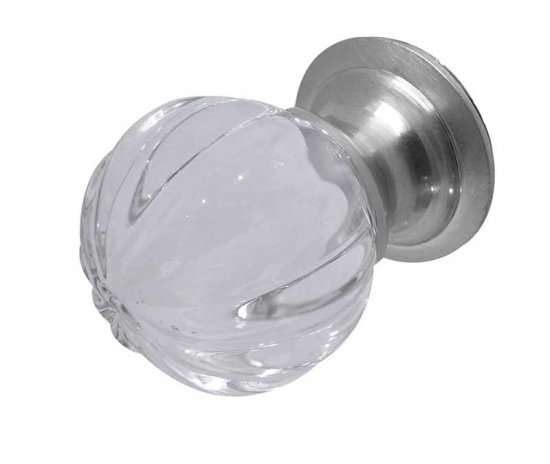 Frelan JH1152 35mm Pumpkin glass cupboard knob 35mm JH1152-35SC Satin Chrome