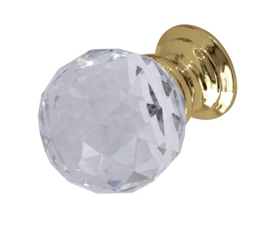 Frelan JH1155 25mm faceted glass cupboard knob 25mm JH1155-25PB Polished Brass