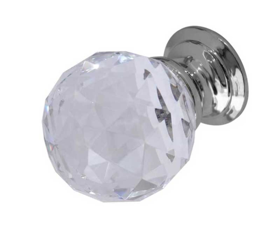 Frelan JH1155 25mm Faceted glass cupbaord knob 25mm JH1155-25PC Polished Chrome