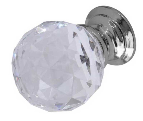 Frelan JH1155 40mm Faceted glass cupboard knob 40mm JH1155-40PC Polished Chrome
