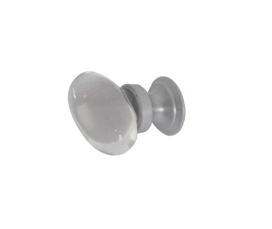 Frelan JH1161 Plain glass oval cupboard knob 31mm JH1161SC Satin Chrome