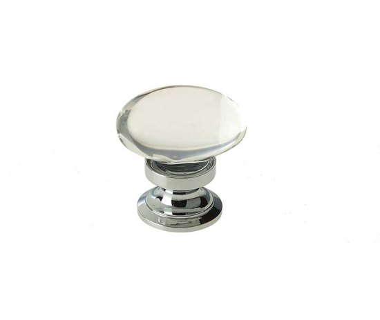 Frelan JH1162 Plain glass oval cupboard knob 41mm JH1162PC Polished Chrome