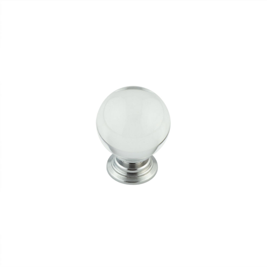Jedo Clear Glass Cupboard Knobs 25mm Polished Chrome JH4151-25PC