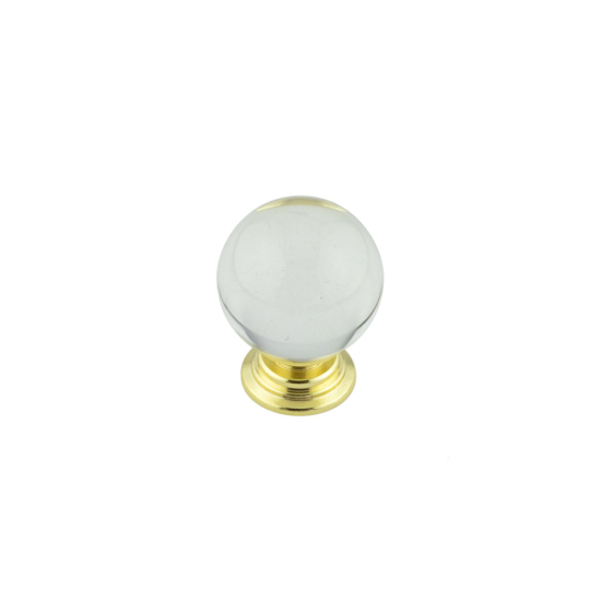Jedo Clear Glass Cupboard Knobs 25mm Brass Finish JH4151-25PVD