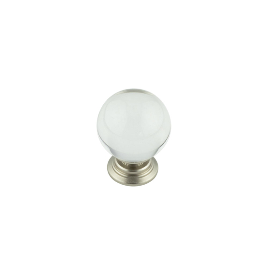 Jedo Clear Glass Cupboard Knobs 25mm Satin Nickel JH4151-25SN